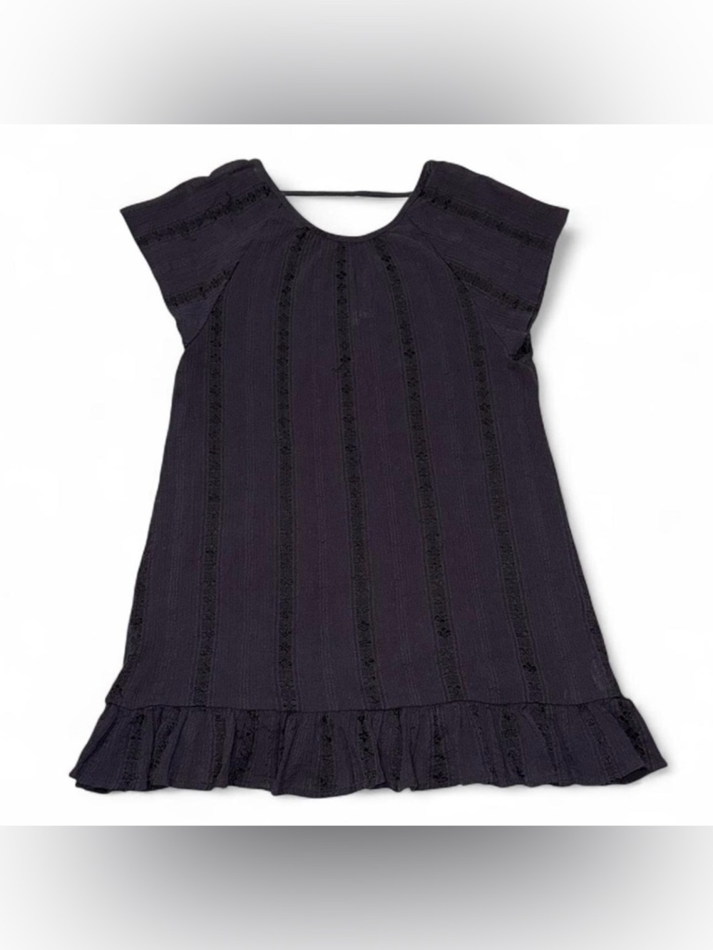 O'Neill Black Short-Sleeve Ruffle-Hem top